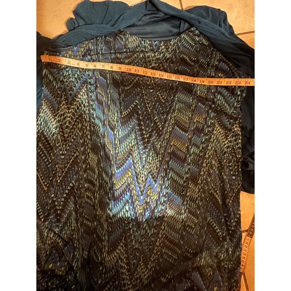 Peacock Chevron Pattern Sleeveless Dress With 3/4 Sleeve Open Front Cardigan 2X - Picture 7 of 10